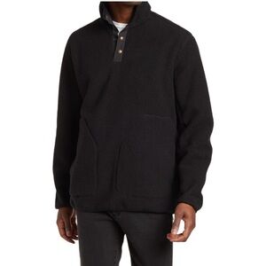 Slate & STONE Snap Front Fleece Pullover in black